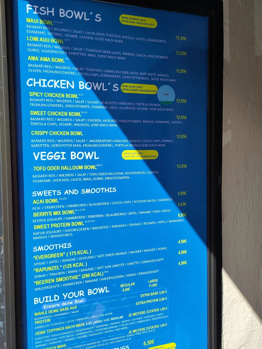 Speisekarte, auxBowl's Aloha Poke bowl