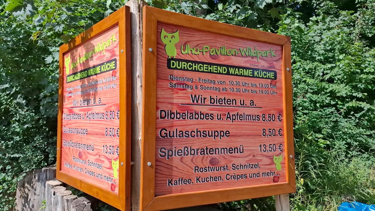 Speisekarte, Uhu - Pavillon im Wildpark
