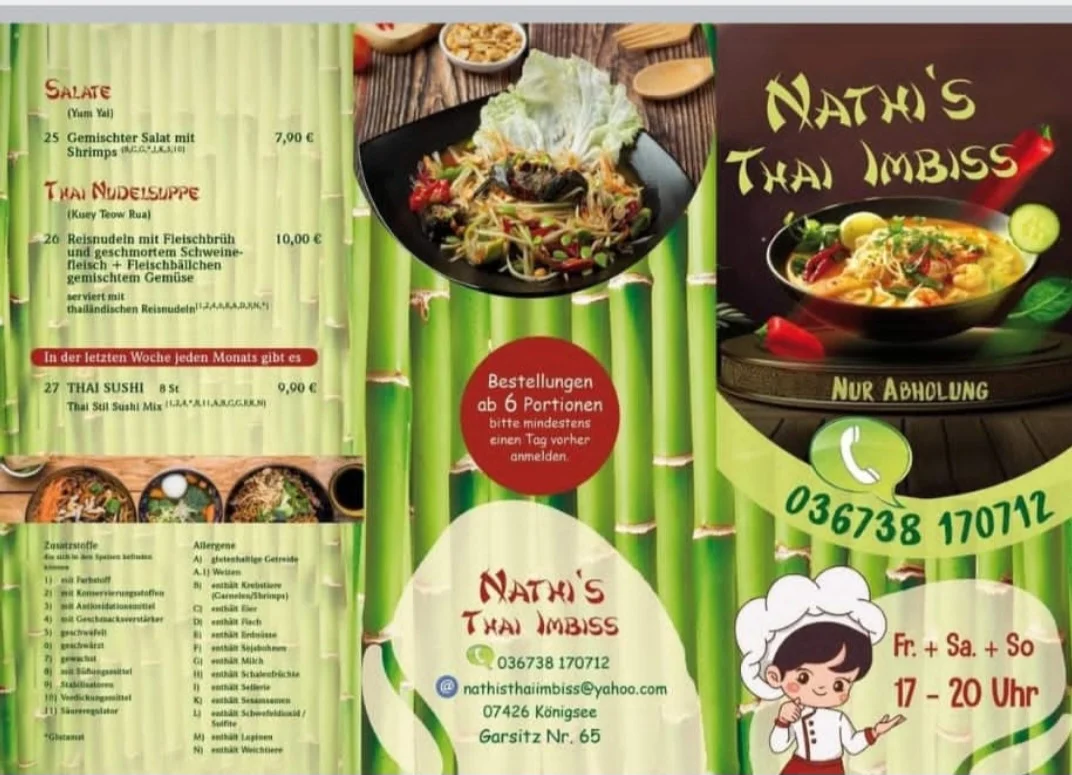 Speisekarte, Nathi's Thai Imbiss