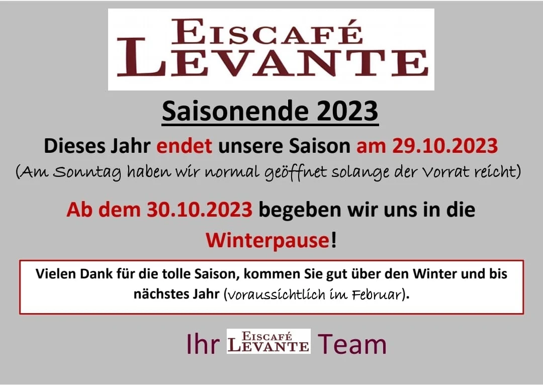 Speisekarte, Eiscafé Levante