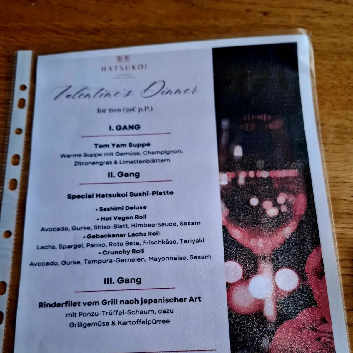 Speisekarte, Hatsukoi Hamburg - japanese grill & sushi
