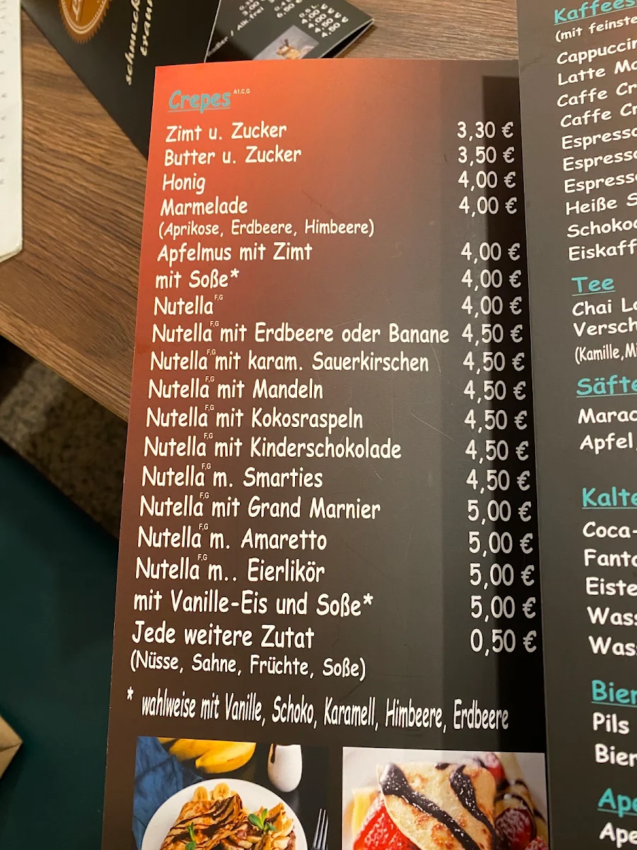Speisekarte, La Creperie
