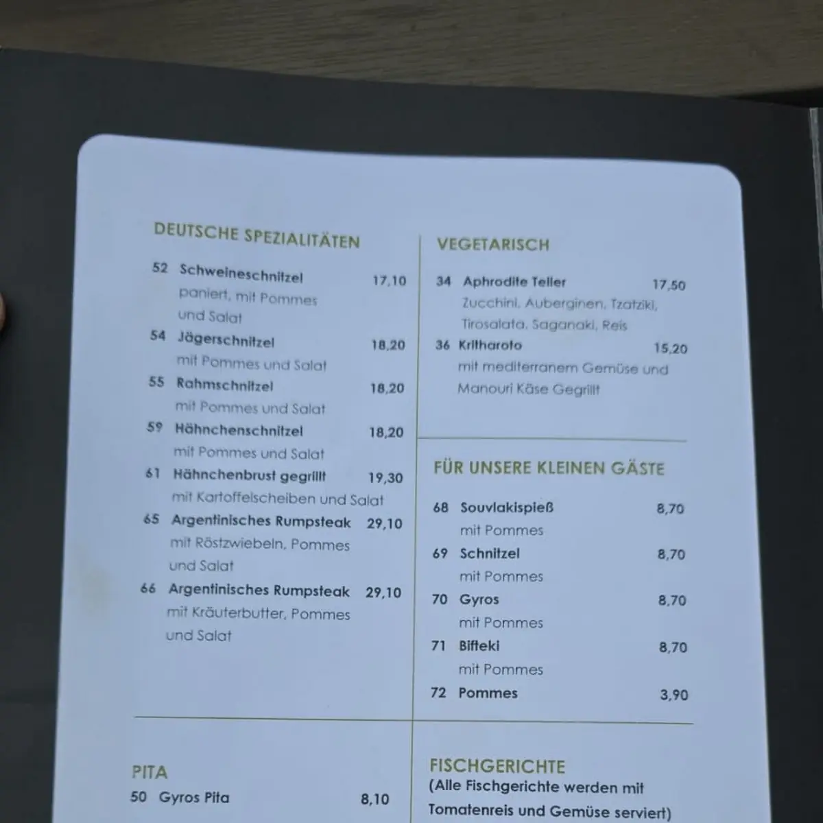 Speisekarte photo 1