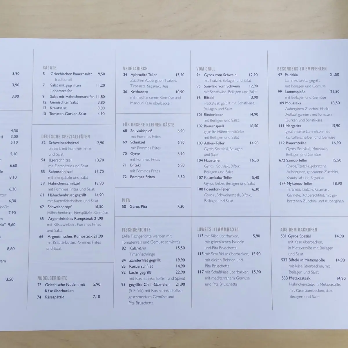 Speisekarte photo 2