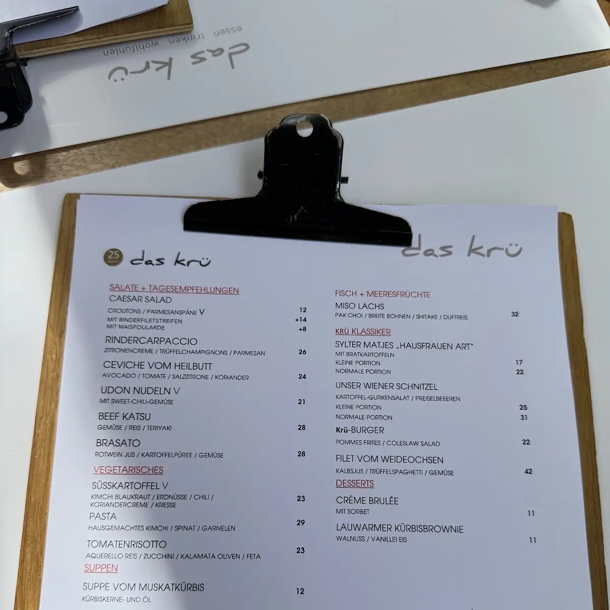 Speisekarte, Das Krü