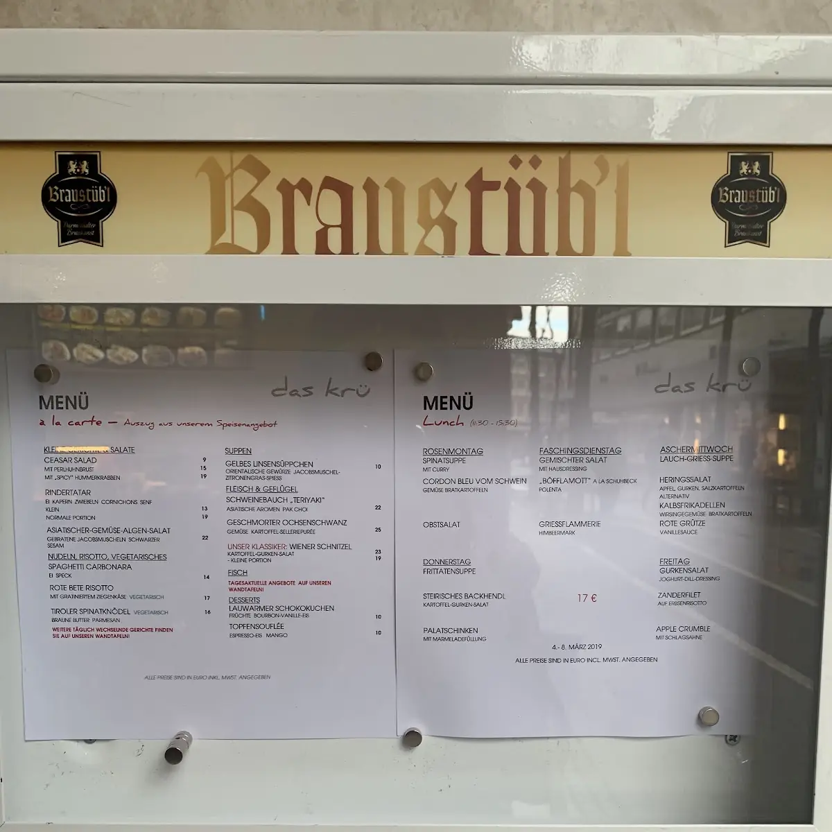 Speisekarte, Das Krü