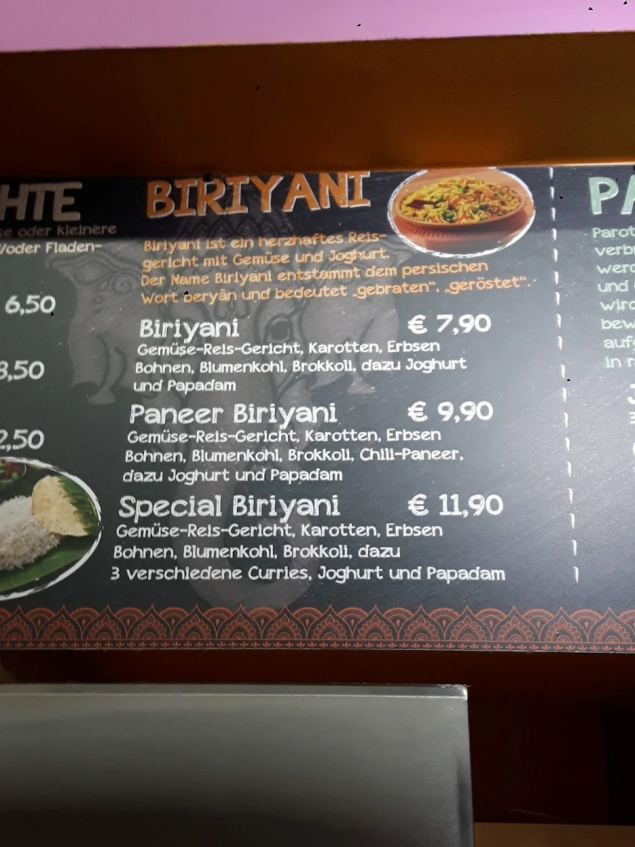 Speisekarte, Vegano