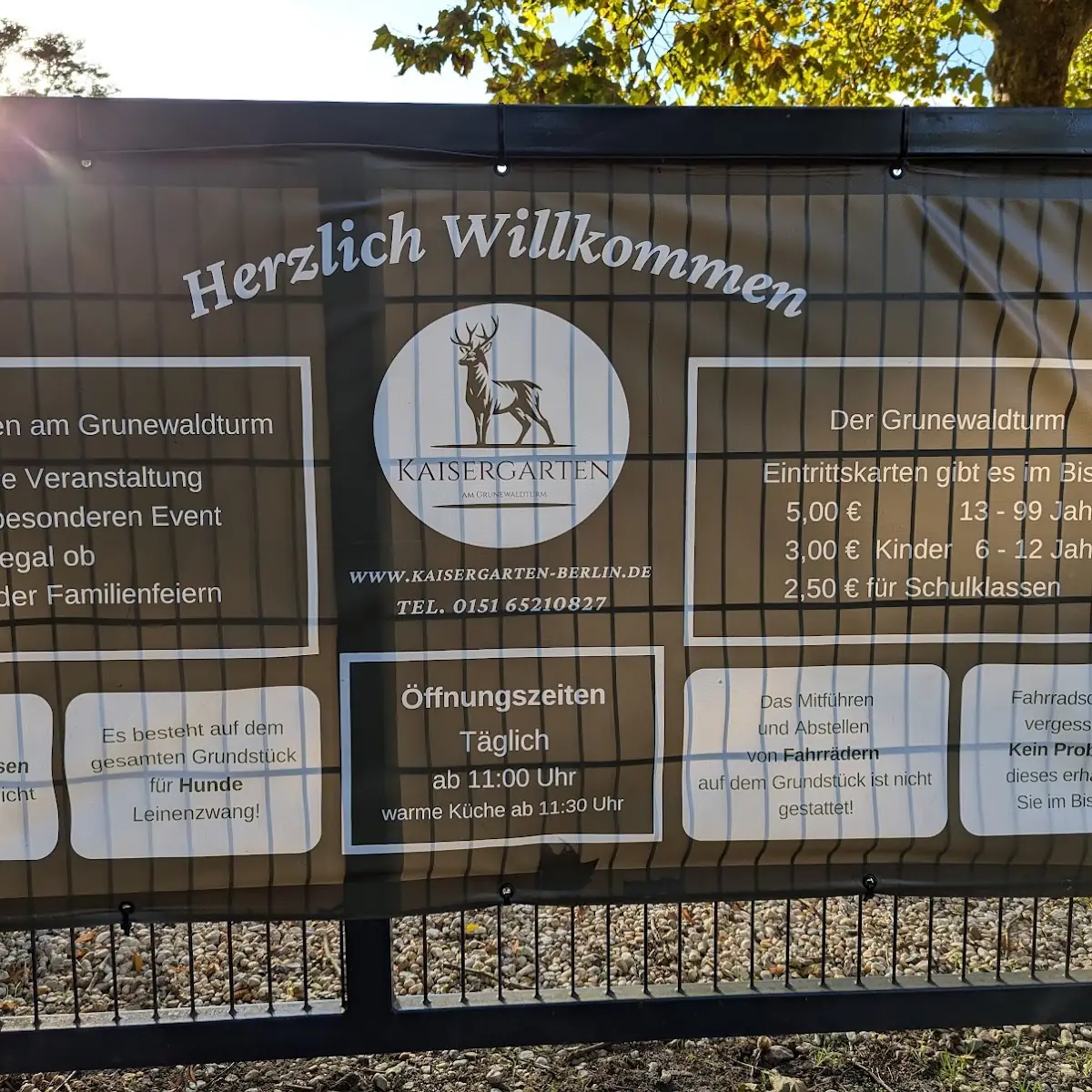 Speisekarte, Kaisergarten am Grunewaldturm