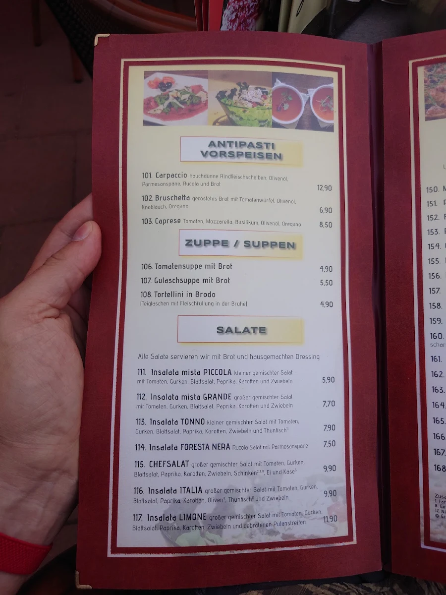 Speisekarte, Eiscafé/Pizzeria Limone