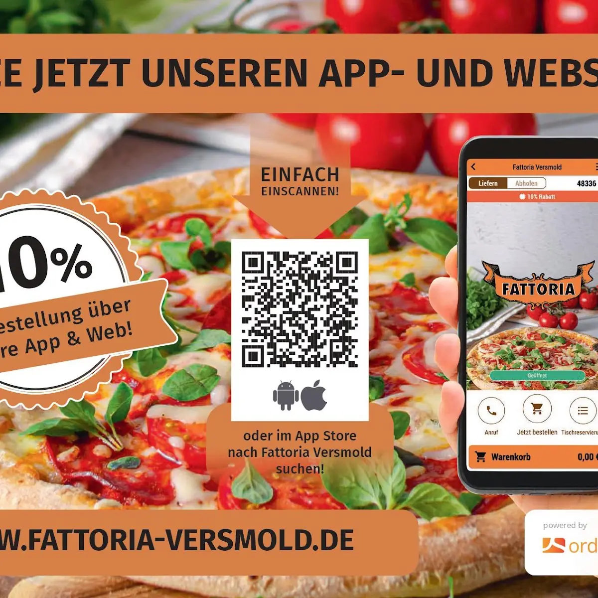 Speisekarte, Pizza Fattoria Versmold