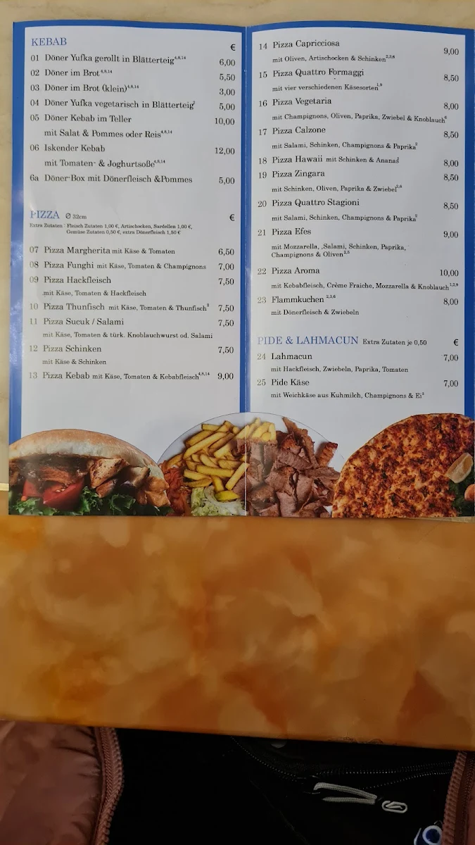 Speisekarte, Efes Kebab und Pizza Haus