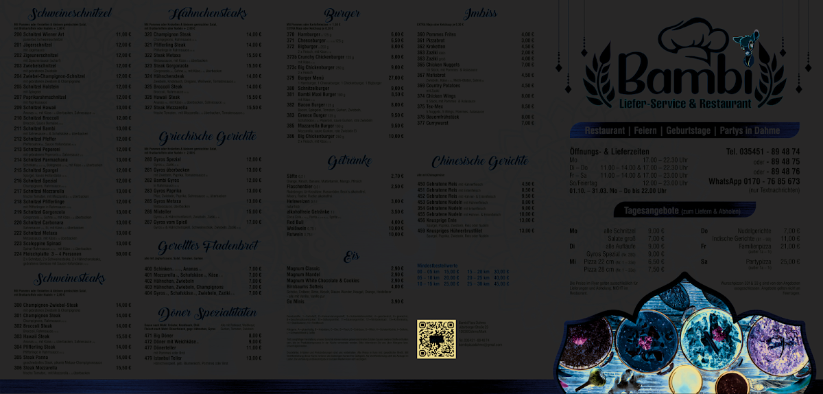 Speisekarte, Bambi Pizza Service -Bimal Kumar