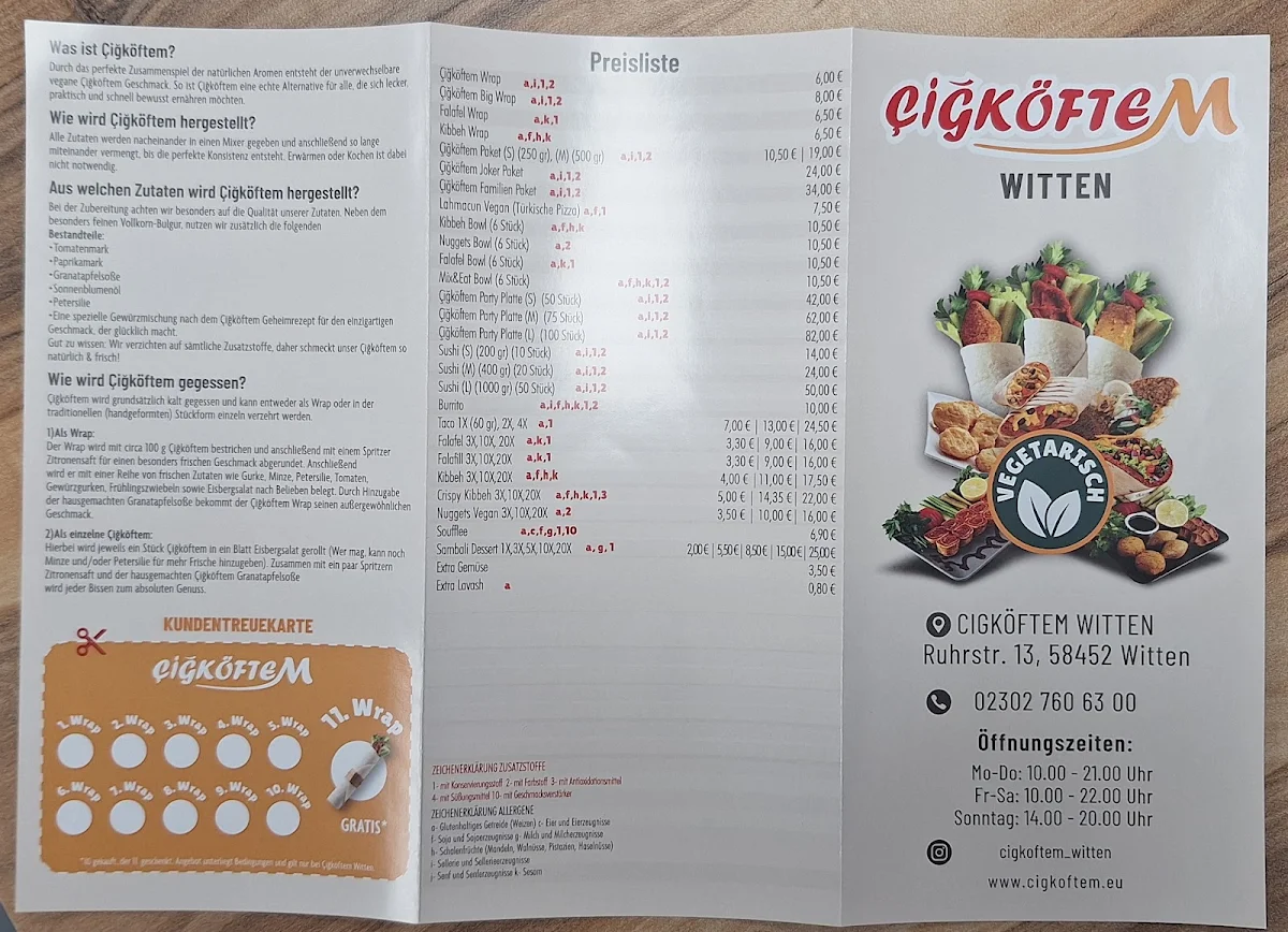 Speisekarte, Cigköftem