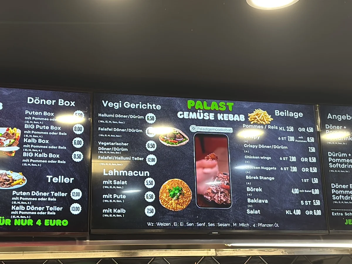 Speisekarte, PALAST GEMÜSE KEBAB - Döner