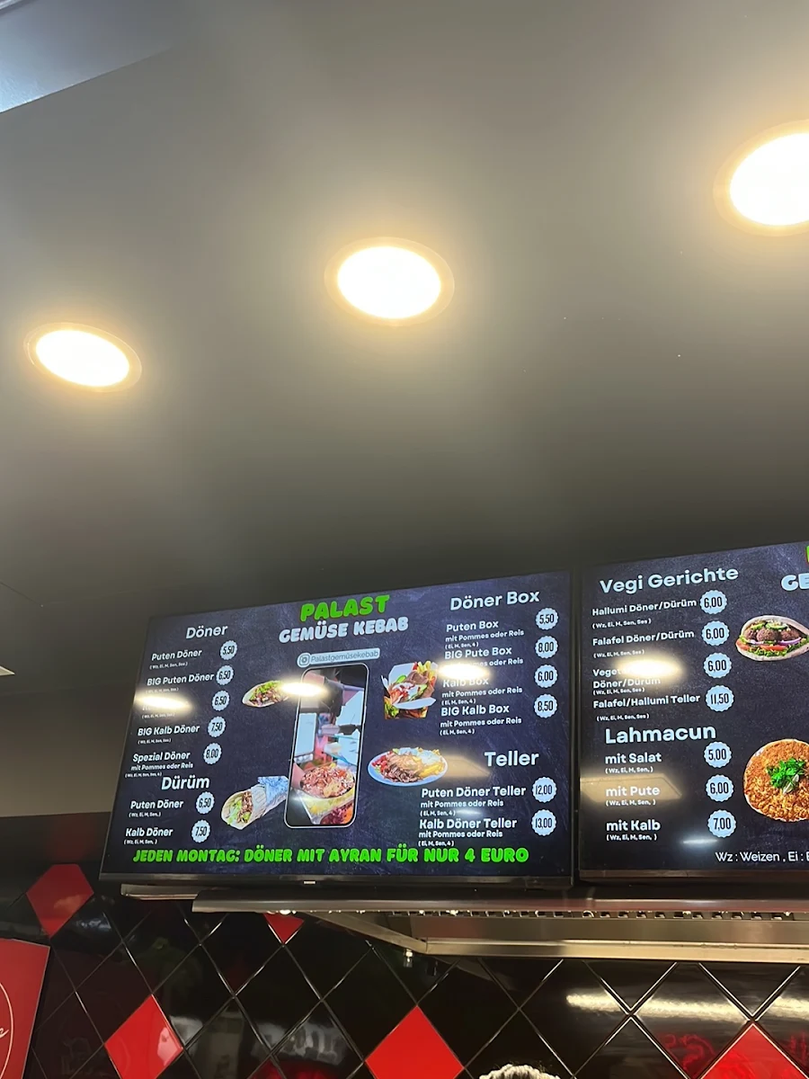 Speisekarte, PALAST GEMÜSE KEBAB - Döner