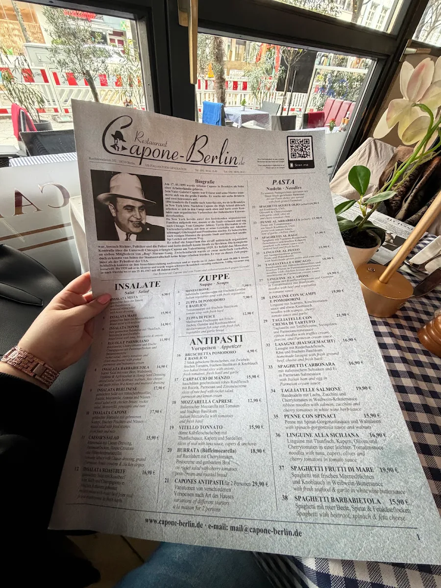 Speisekarte, Restaurant Capone