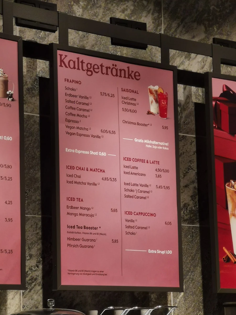 Speisekarte, Espresso House