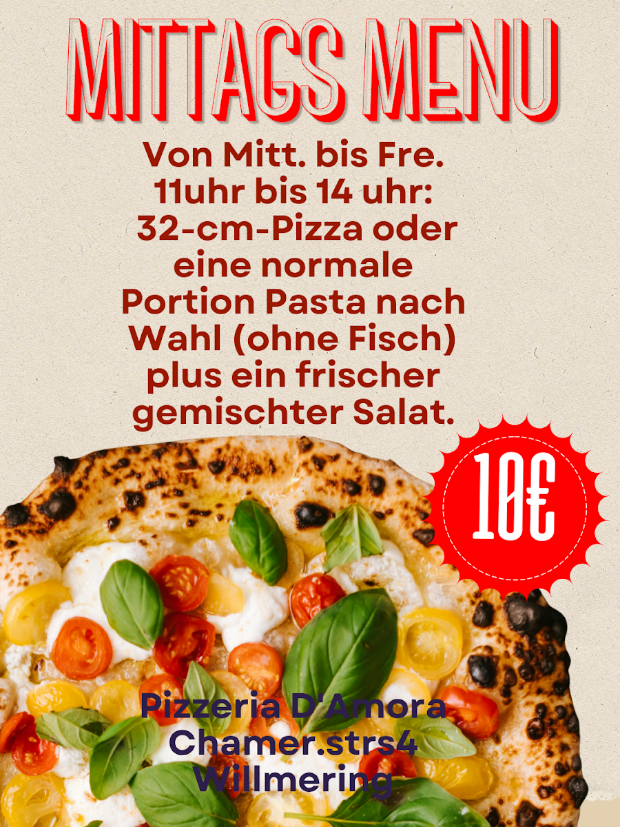 Speisekarte, Pizzeria D'Amora