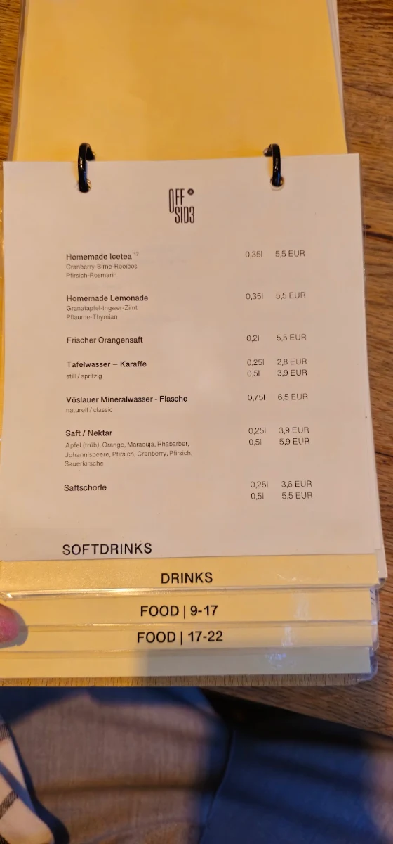 Speisekarte, OFFSID3 Regensburg - Café / Bar / Restaurant