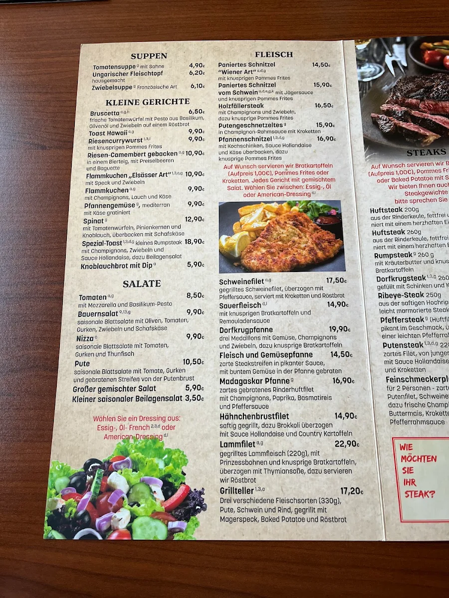 Speisekarte, Alter Dorfkrug