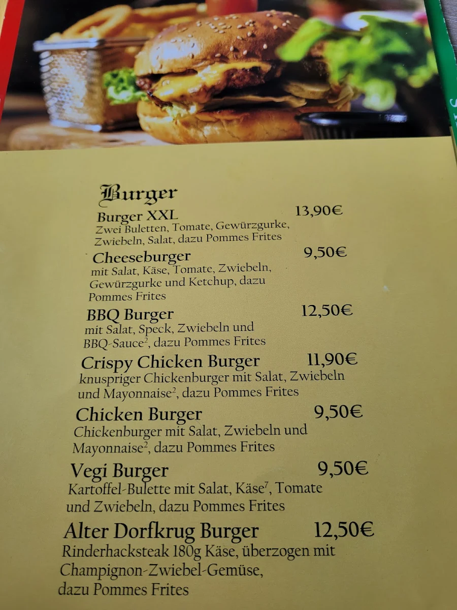 Speisekarte, Alter Dorfkrug