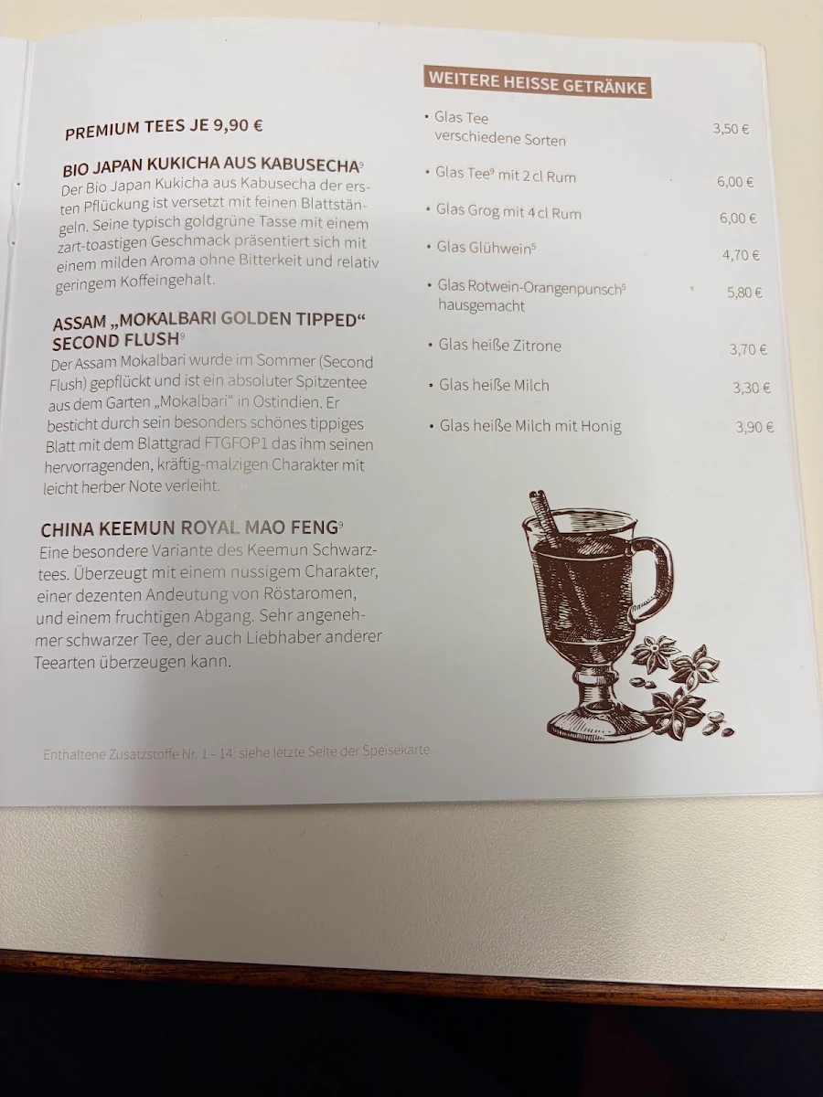 Speisekarte, Café am Dom