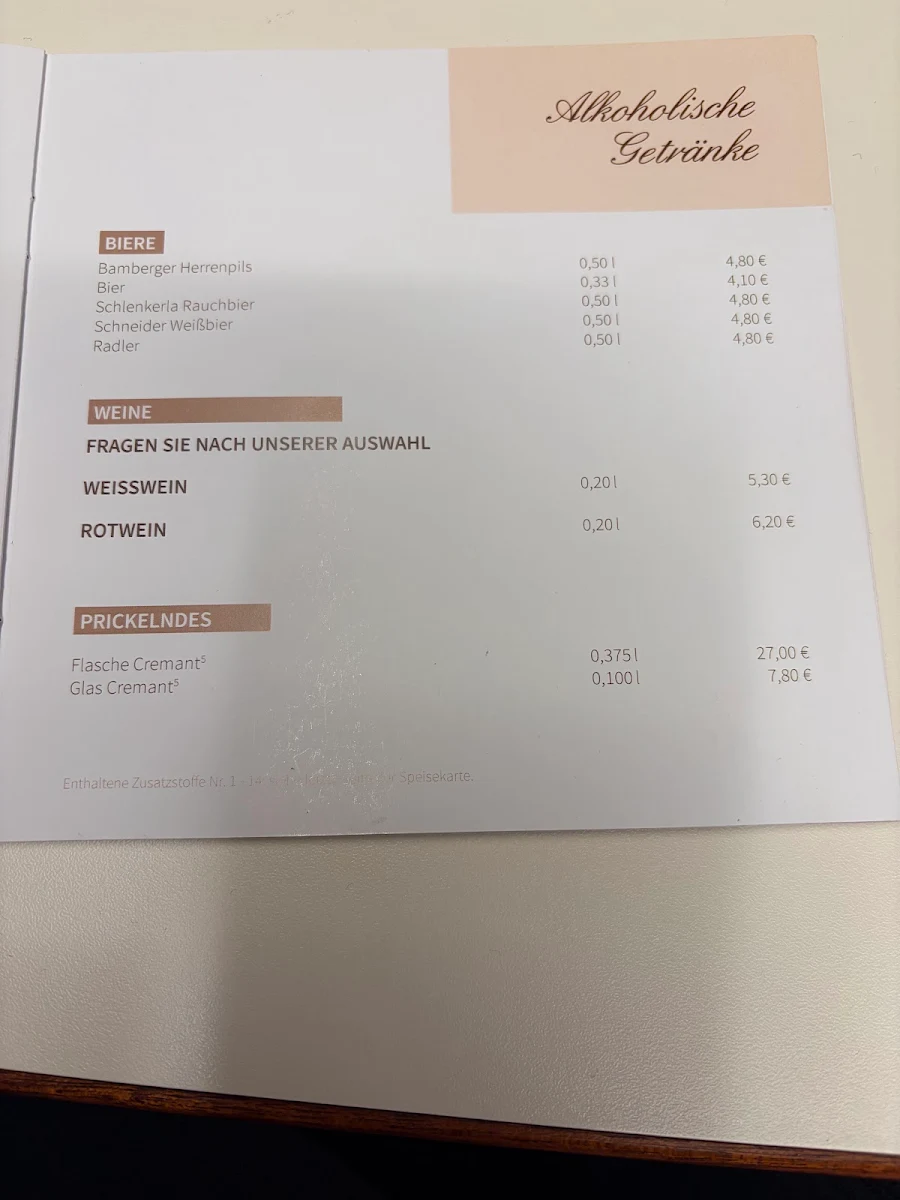 Speisekarte, Café am Dom
