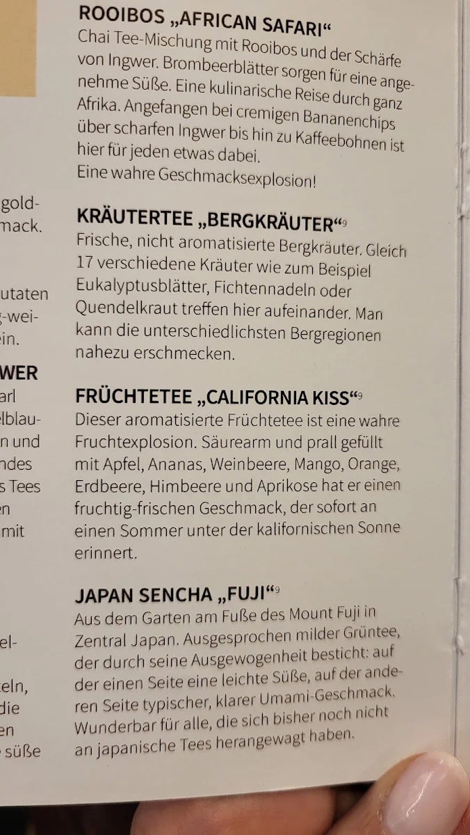 Speisekarte, Café am Dom