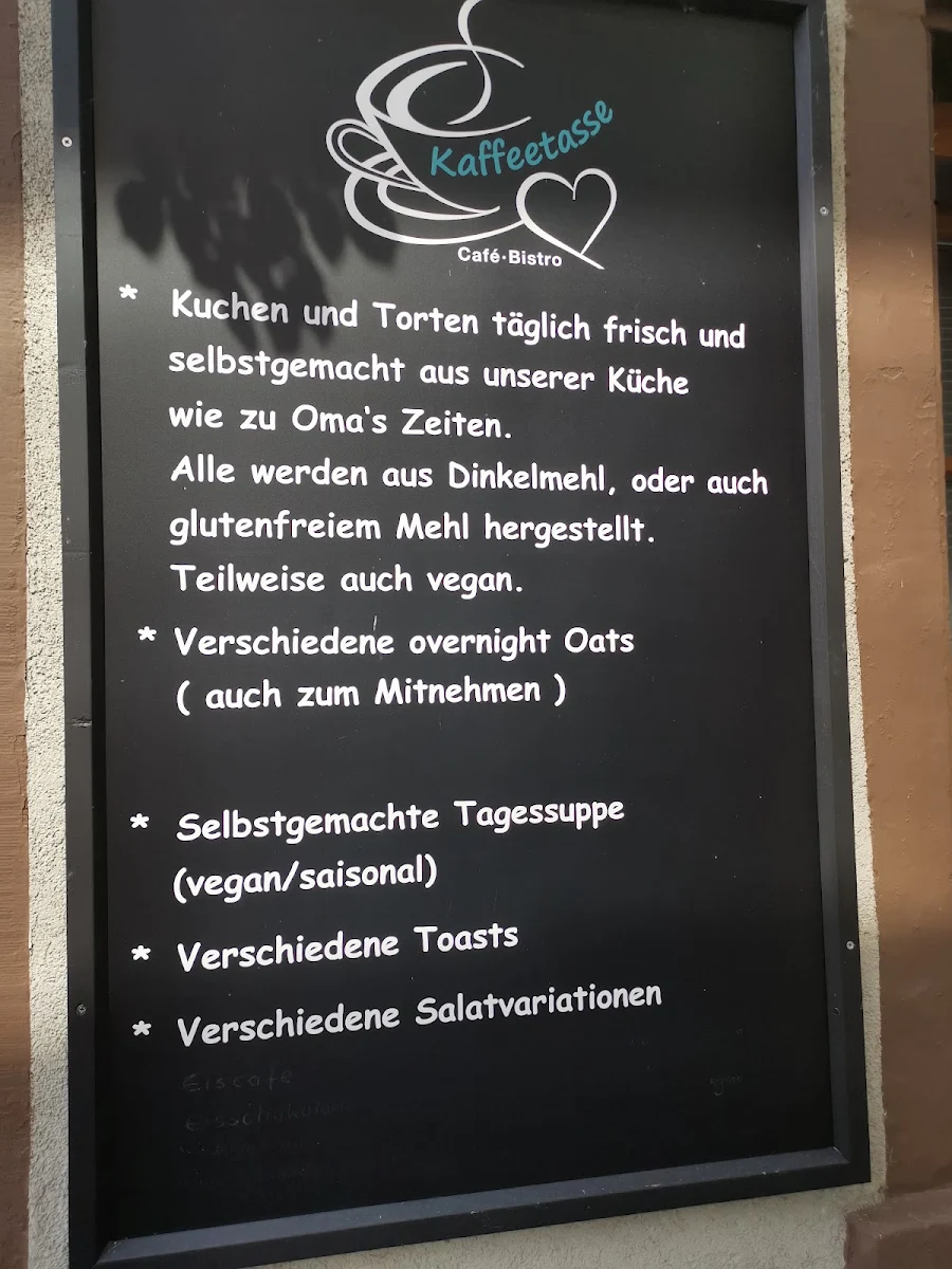 Speisekarte, Kaffeetasse