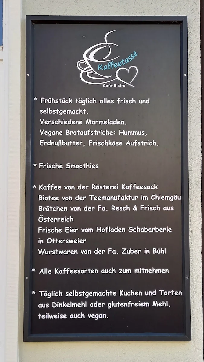 Speisekarte, Kaffeetasse