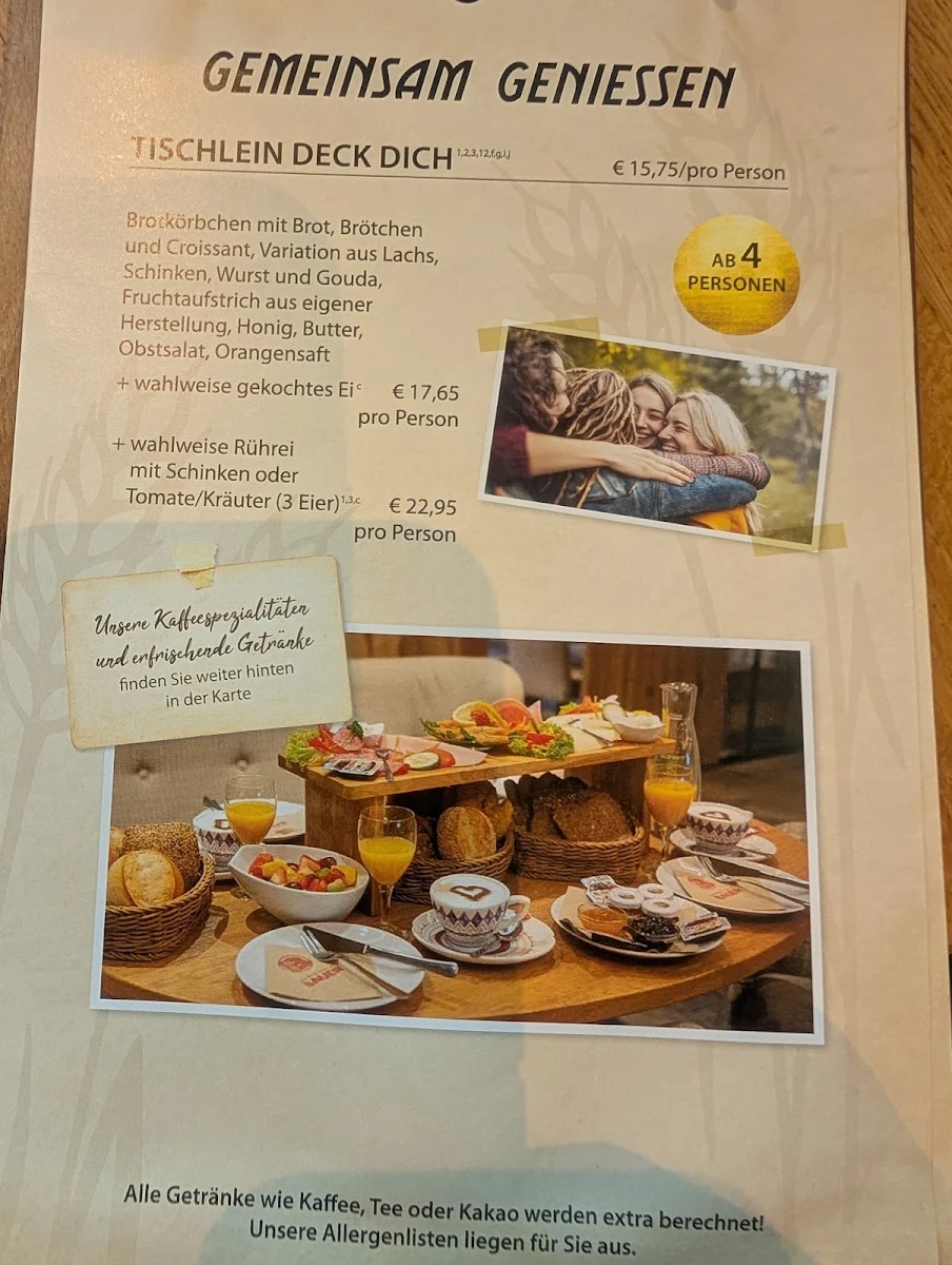 Speisekarte, Landbäckerei Bauer