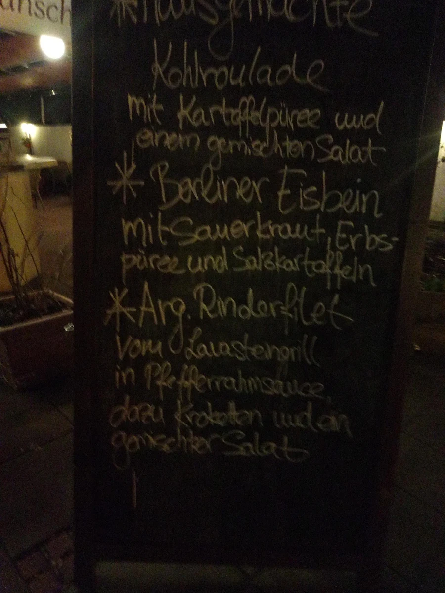 Speisekarte, Restaurant Schleusengarten