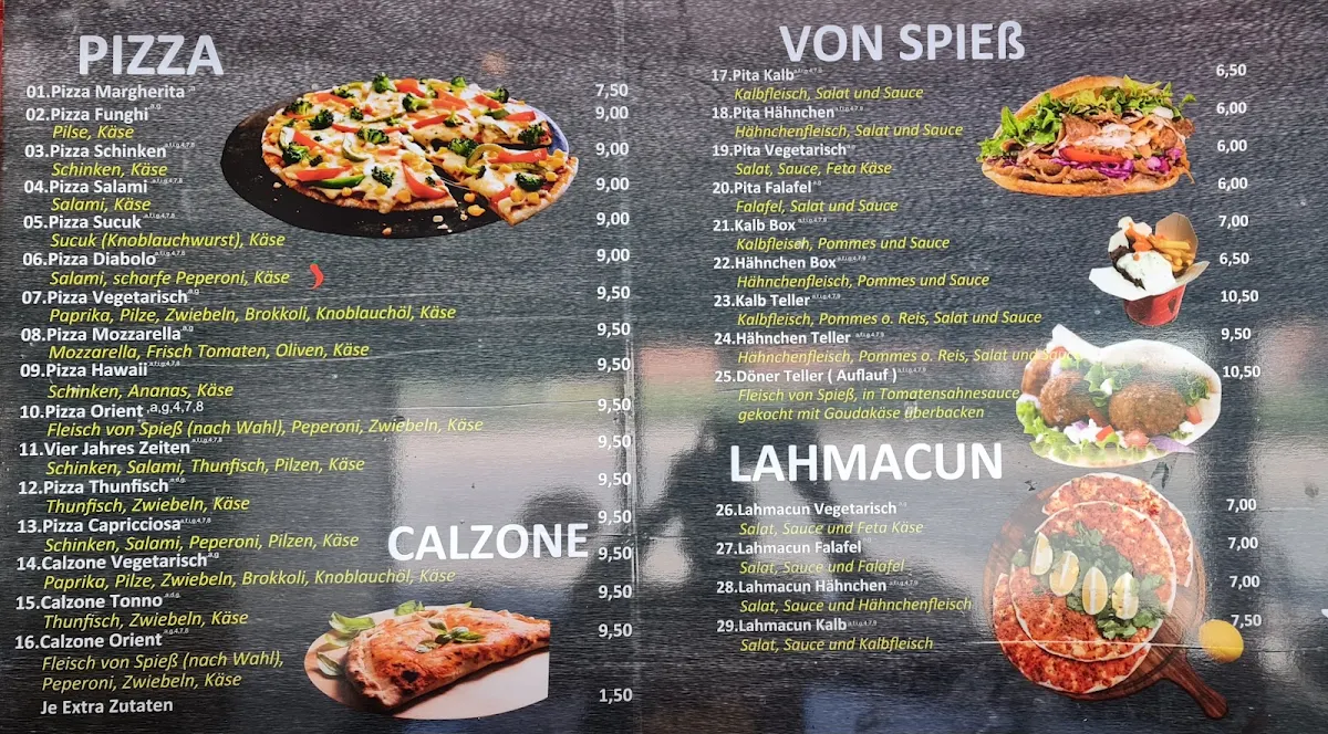Speisekarte, Orient Schnellrestaurant