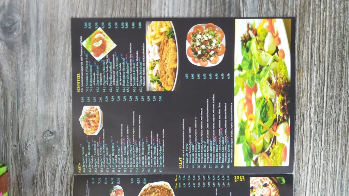Speisekarte, Orient Schnellrestaurant