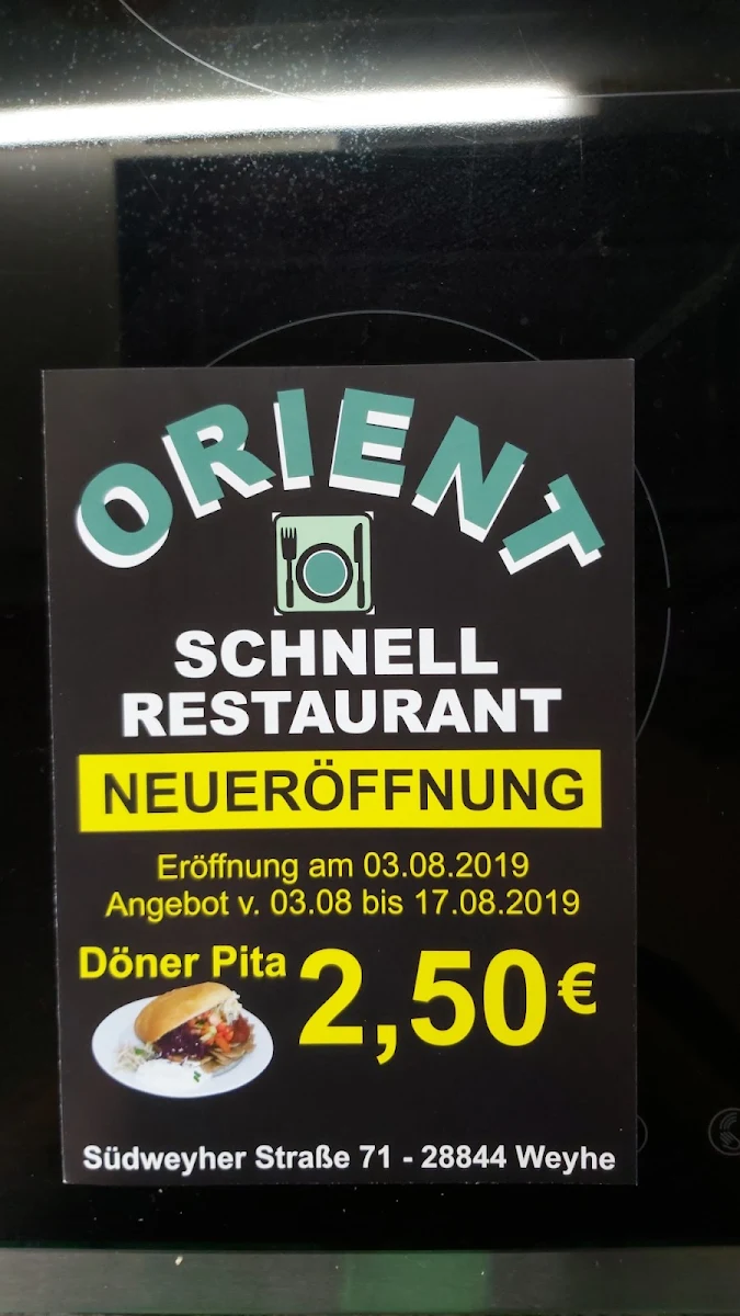 Speisekarte, Orient Schnellrestaurant