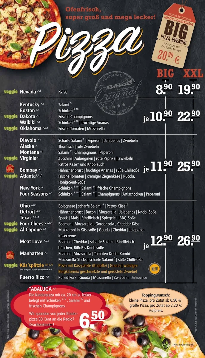 Speisekarte, BiBoB-Eventgastronomie