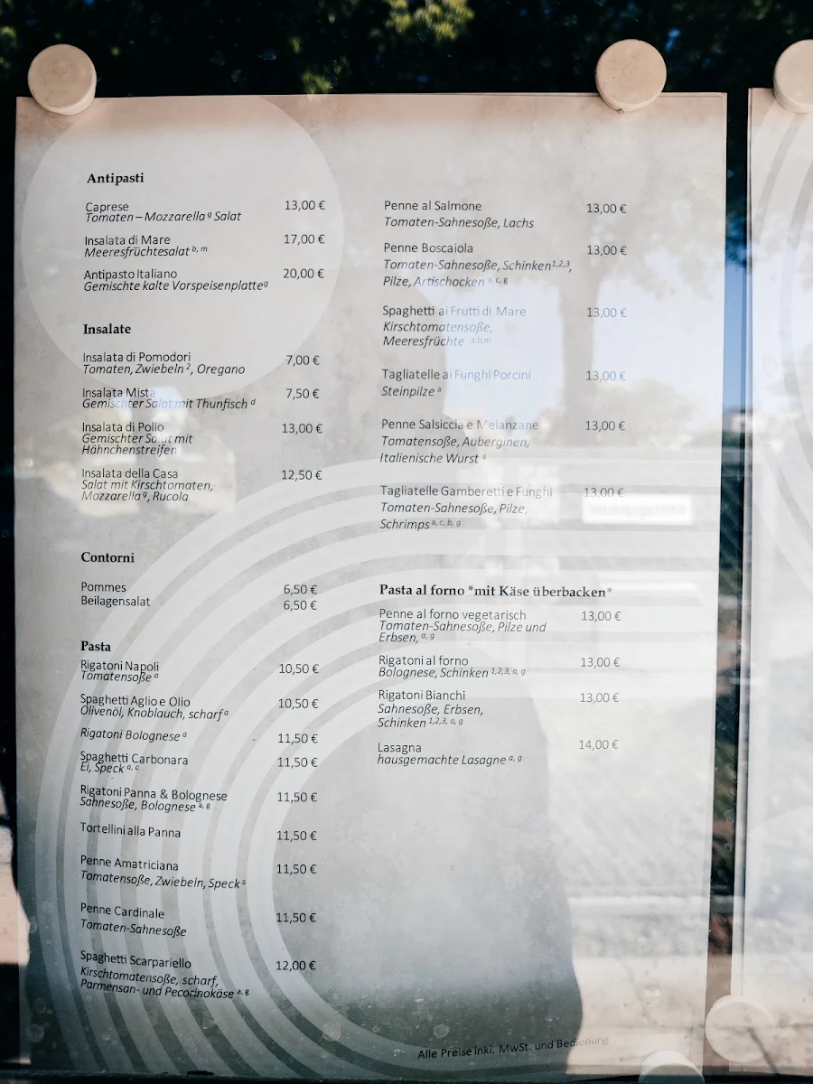 Speisekarte, Restaurant Pizzeria Minigolf Bietigheim Fiore