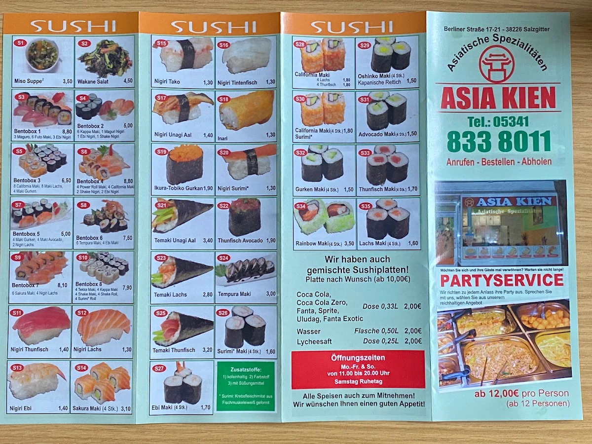 Speisekarte, Asia Kien / Salzgitter