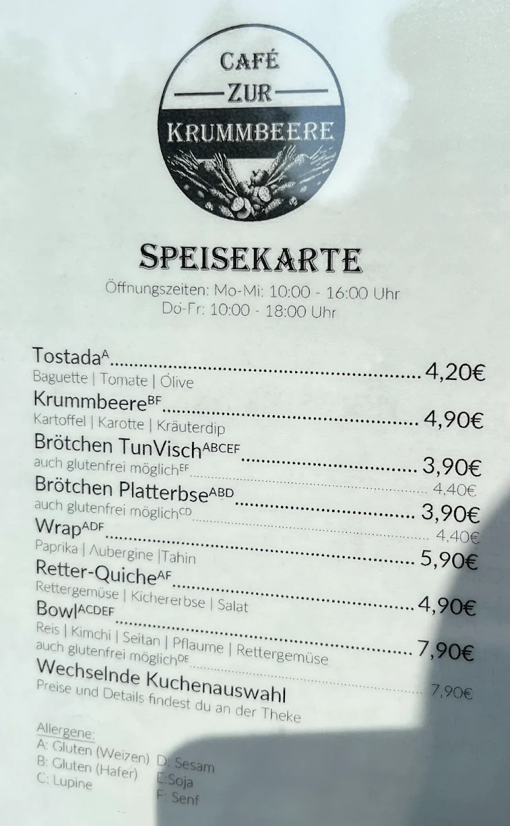 Speisekarte, Zur Krummbeere