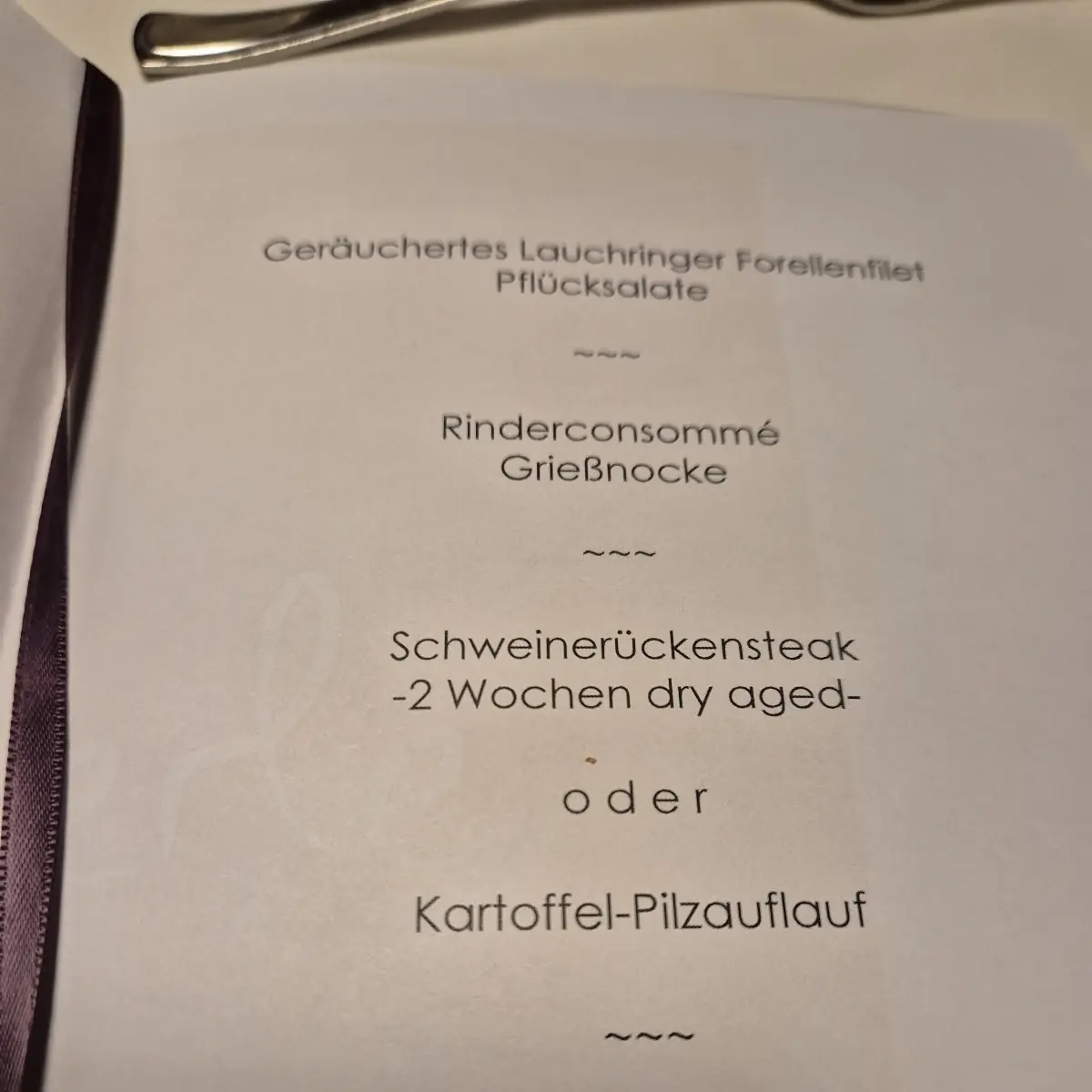 Speisekarte, Hotel Restaurant Peterle
