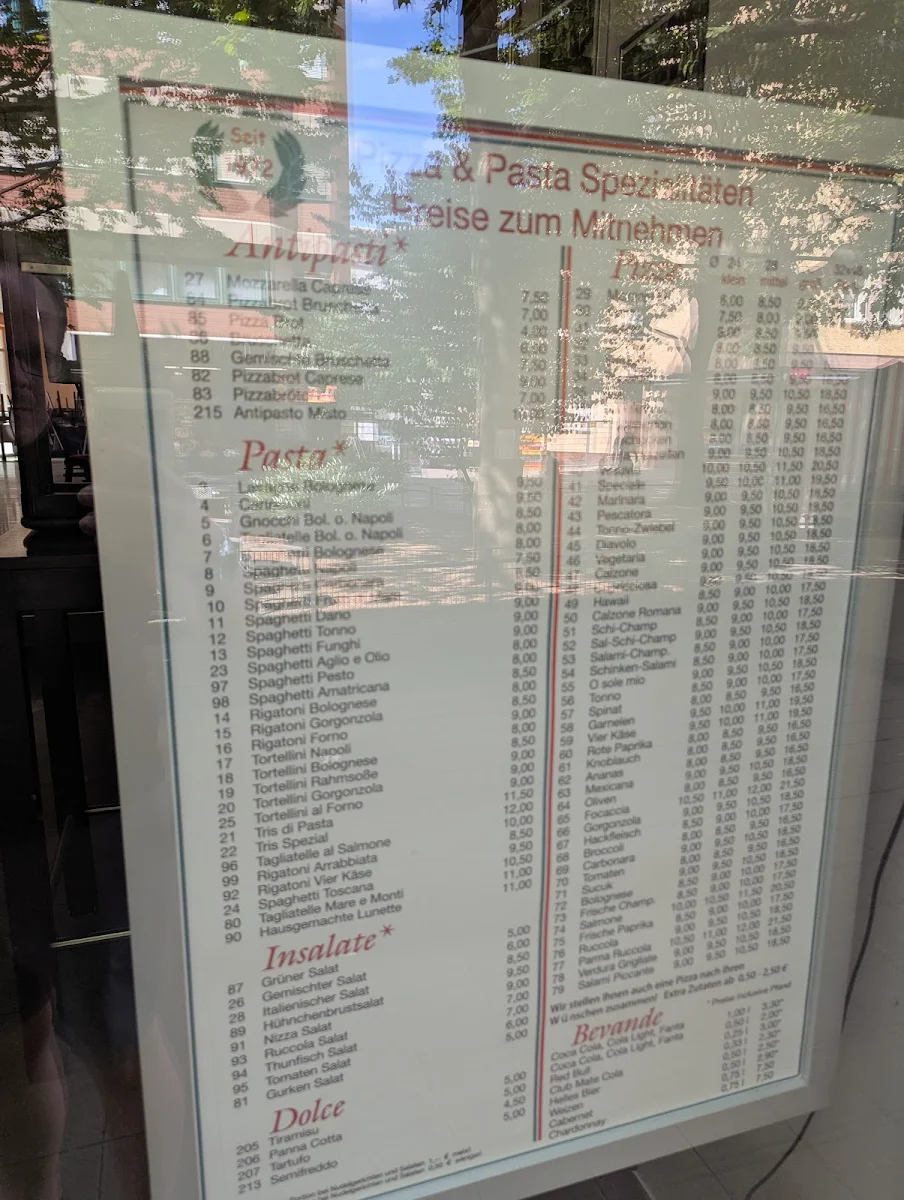 Speisekarte, Pizzeria Dario