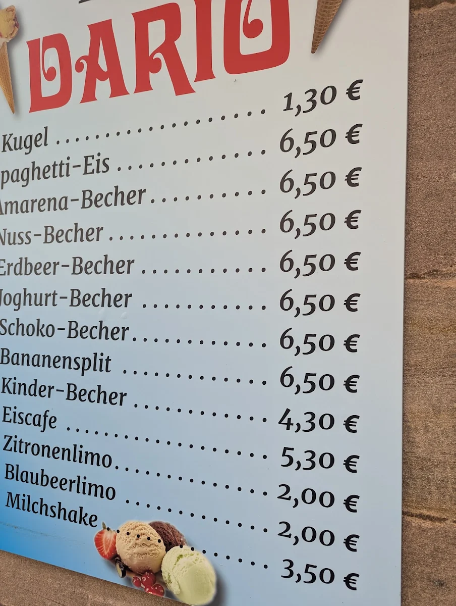 Speisekarte, Pizzeria Dario