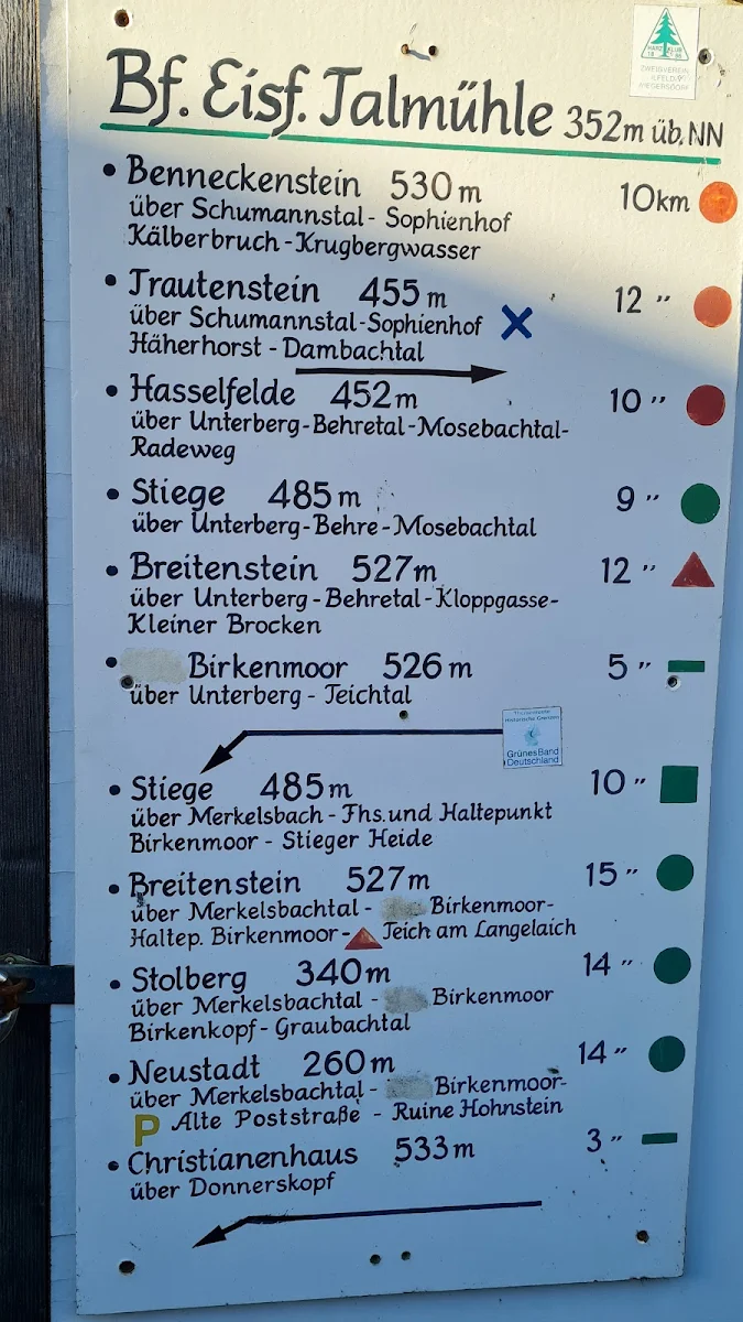 Speisekarte, Gaststätte im Bahnhof Eisfelder Talmühle
