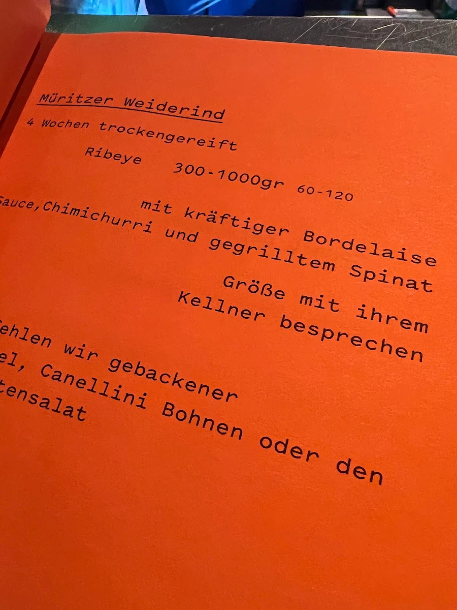 Speisekarte, Kramer Restaurant