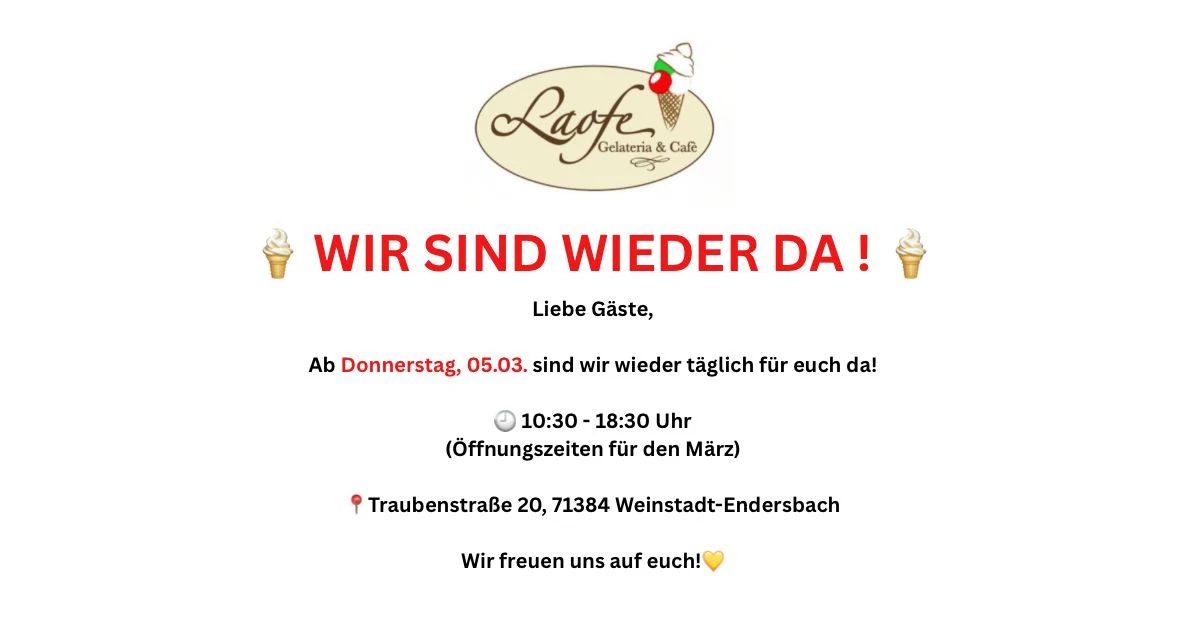 Speisekarte, Eiscafé Laofe