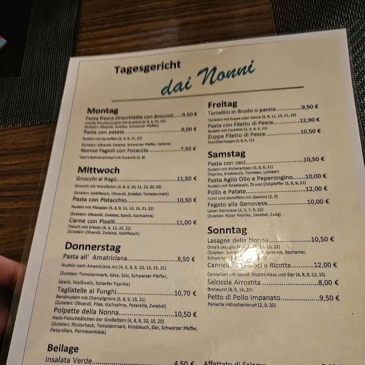 Speisekarte, Dai Nonni