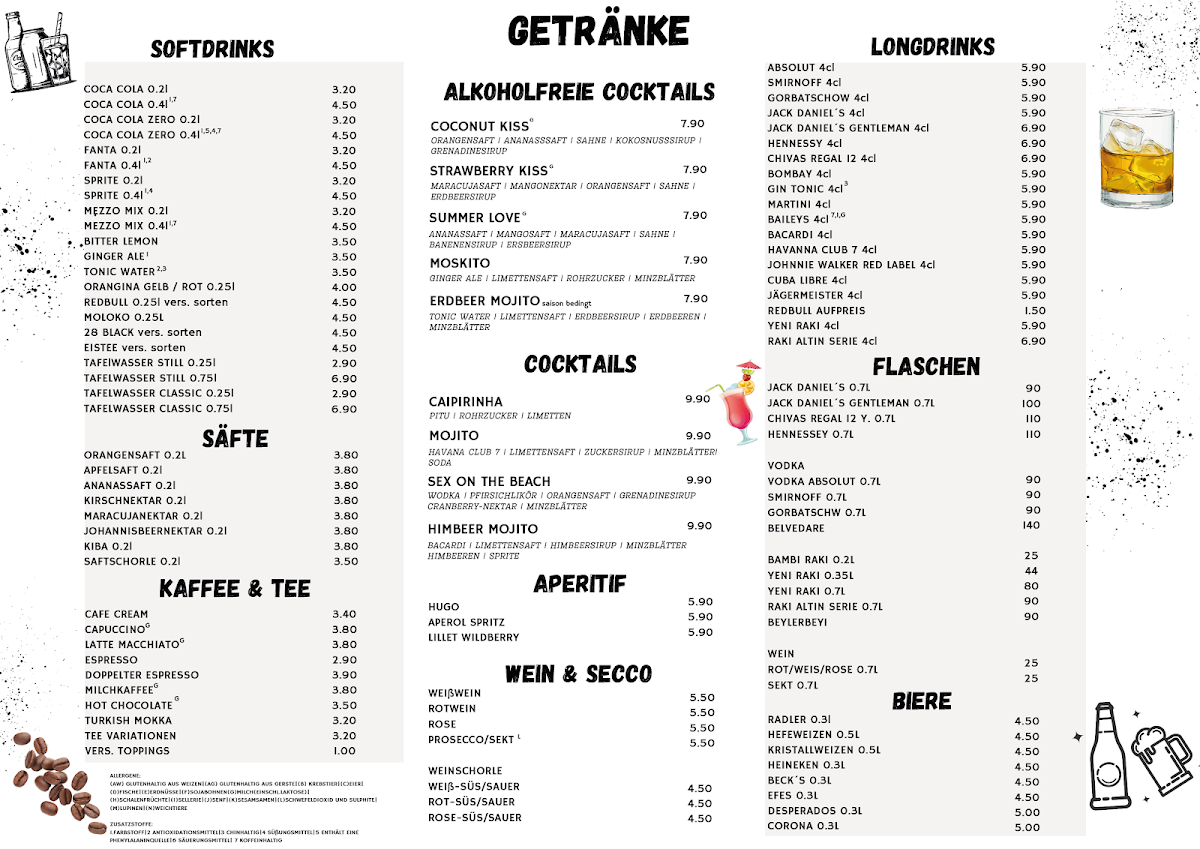 Speisekarte, Doydem Restaurant Stuttgart