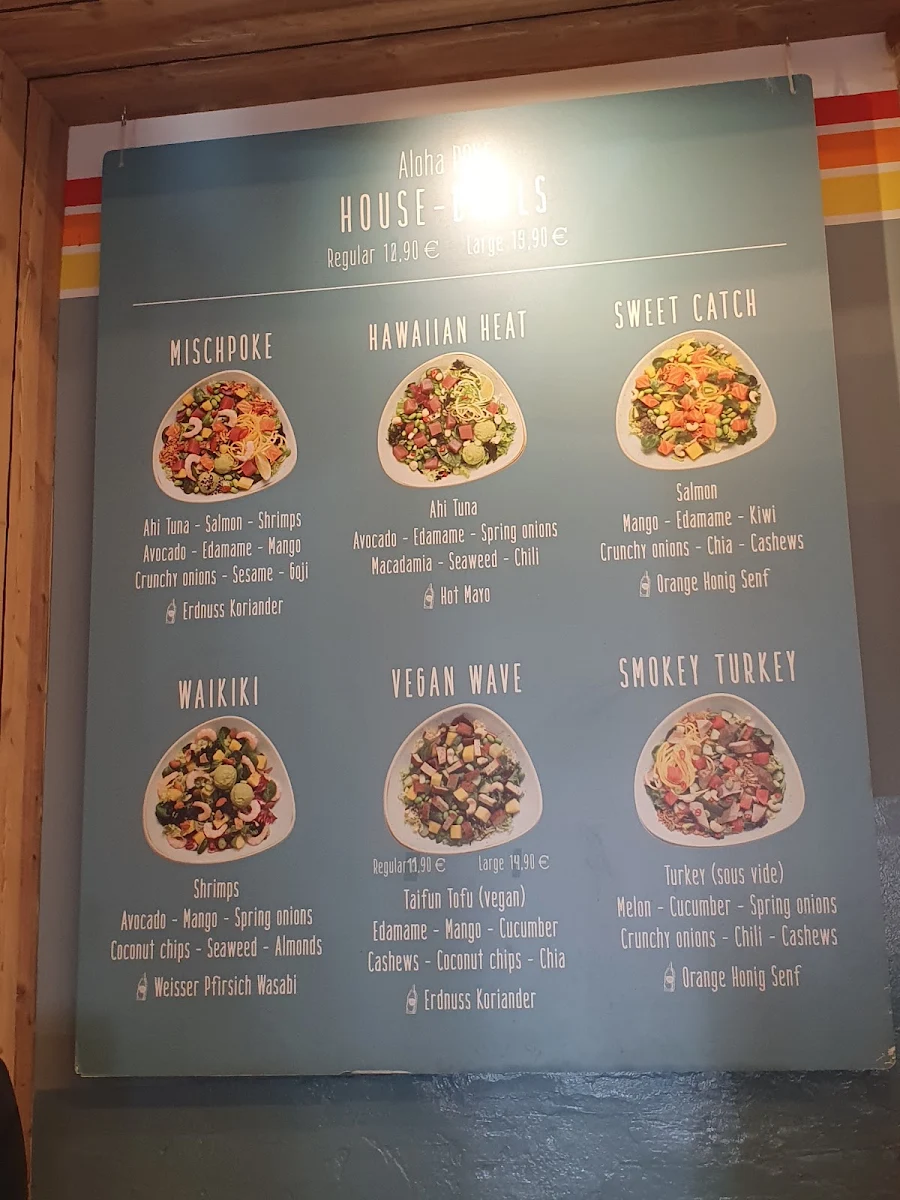 Speisekarte, Aloha POKE in der Maxvorstadt - BEST BOWLS - fresh food and salads. Healthy and yummy
