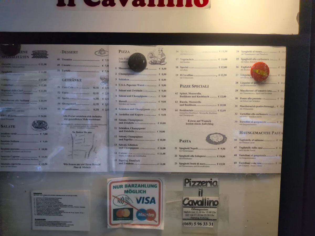 Speisekarte, Pizzeria il Cavallino