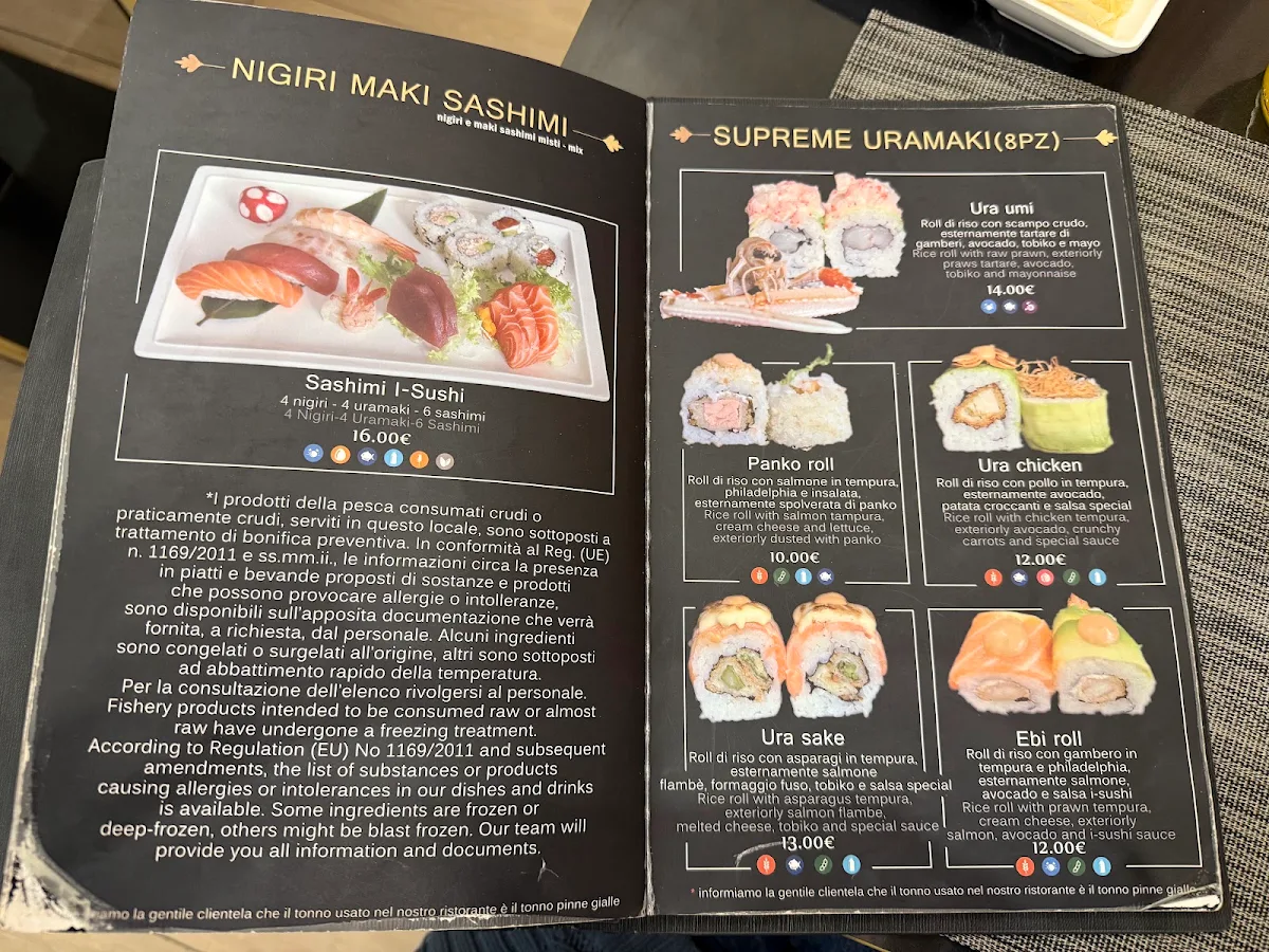 Speisekarte, i-sushi